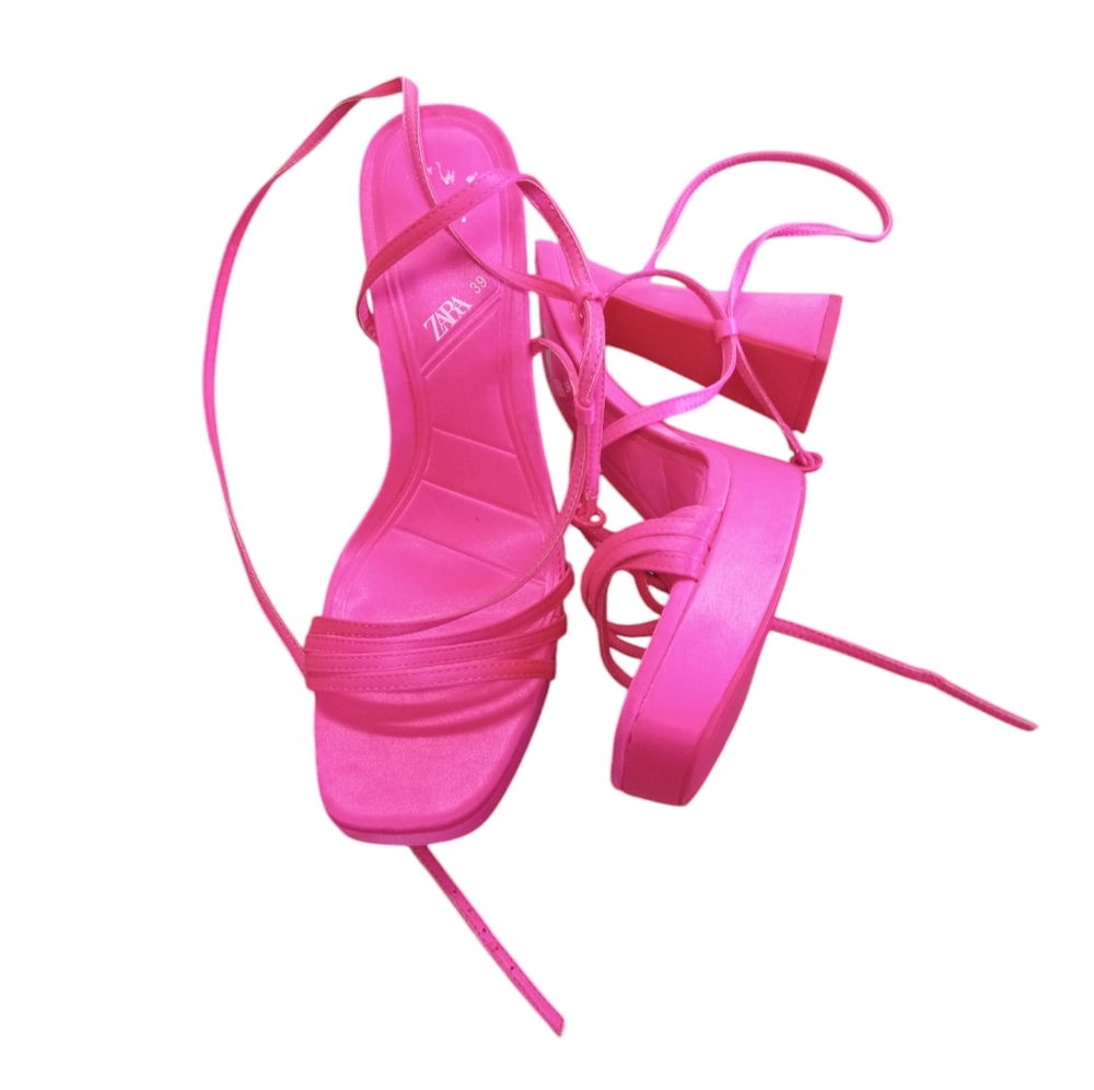 Zara hot pink barbie straps heels